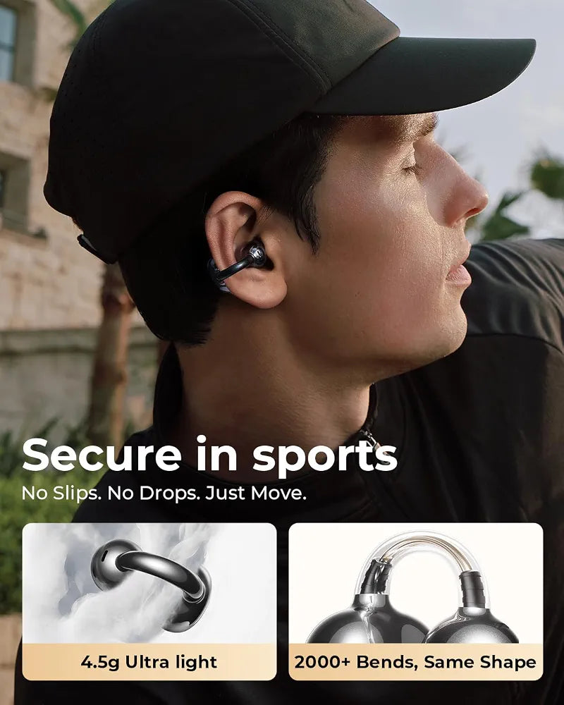 SANAG S6SUltar Open Ear Headphones Bluetooth 6.0, Clip On Earbuds 42H Playtime, IPX7 Waterproof Wireless Earphones with App, Lightweight for Running Gym Sports Cyclin