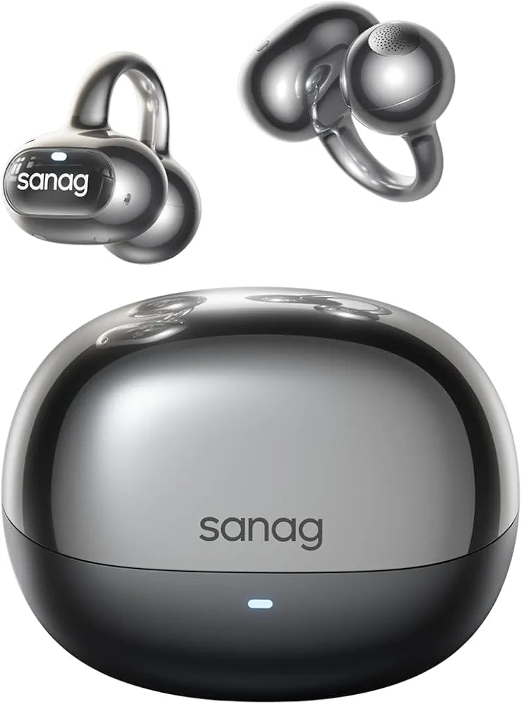 SANAGS8S Ultra Open-Ear Headphones, Clip-On Earbuds Dolby Atmos Support/AI Translation/Bluetooth 6.0, Up to 50 Hours of Playback, IP67 Waterproof, Fully Wireless, Sports, Lightweight, 