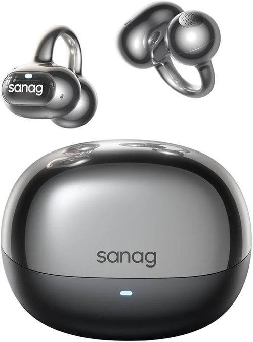 SANAGS8S Ultra Open-Ear Headphones, Clip-On Earbuds Dolby Atmos Support/AI Translation/Bluetooth 6.0, Up to 50 Hours of Playback, IP67 Waterproof, Fully Wireless, Sports, Lightweight, 