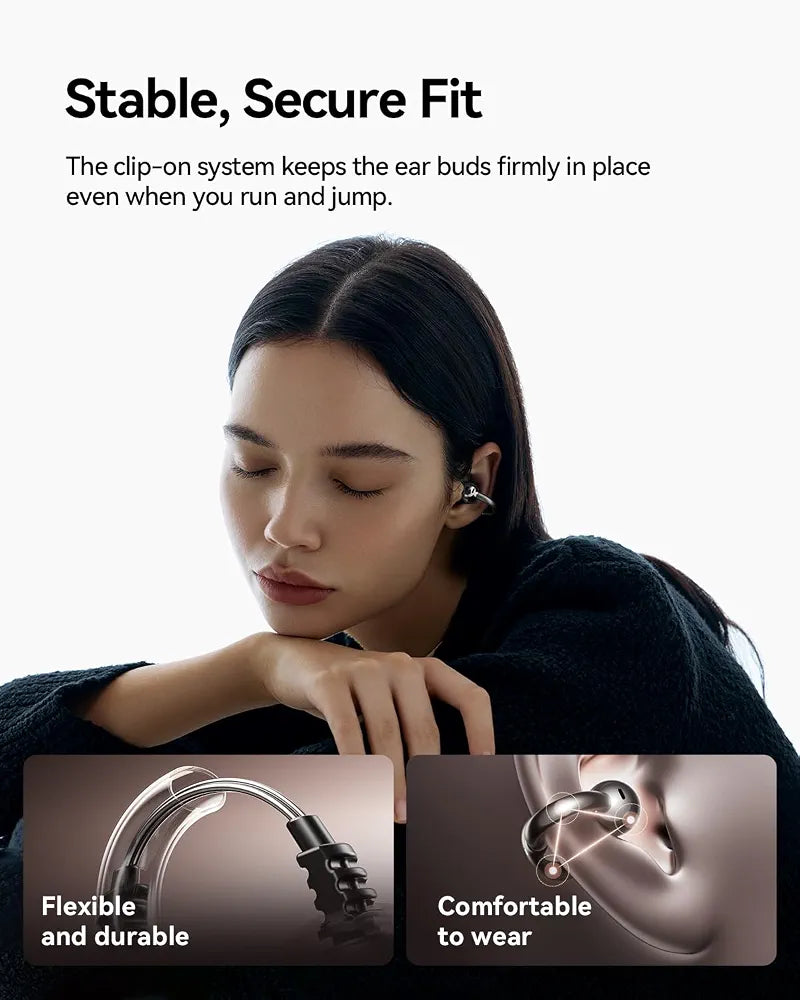 Sanag S7S Ultra Clip-On Open Ear Earbuds,AI Translation Bluetooth 6.0 Headphones, Hi-Fi Bass AI Clear Call 45H Playtime Waterproof Wireless Comfort Lightweight Ear Buds for Running Workout Black