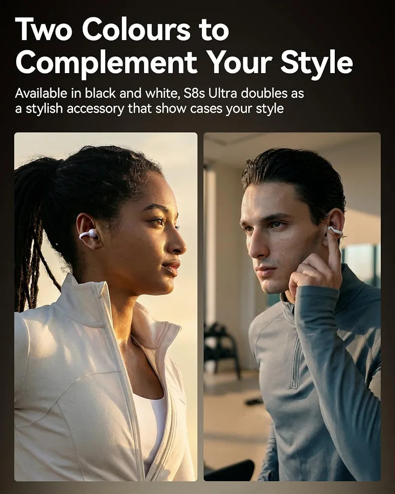 SANAGS8S Ultra Open-Ear Headphones, Clip-On Earbuds Dolby Atmos Support/AI Translation/Bluetooth 6.0, Up to 50 Hours of Playback, IP67 Waterproof, Fully Wireless, Sports, Lightweight, 