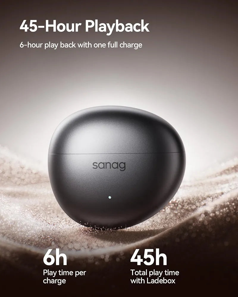 Sanag S7S Ultra Clip-On Open Ear Earbuds,AI Translation Bluetooth 6.0 Headphones, Hi-Fi Bass AI Clear Call 45H Playtime Waterproof Wireless Comfort Lightweight Ear Buds for Running Workout Black