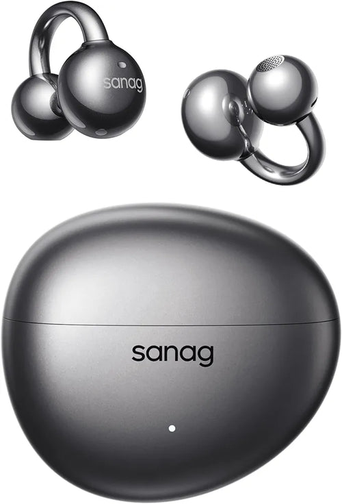 Sanag S7S Ultra Clip-On Open Ear Earbuds,AI Translation Bluetooth 6.0 Headphones, Hi-Fi Bass AI Clear Call 45H Playtime Waterproof Wireless Comfort Lightweight Ear Buds for Running Workout Black