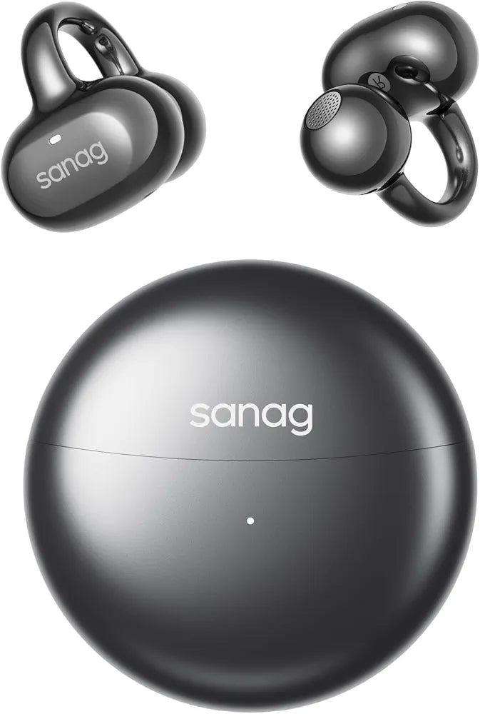 SANAG S6SUltar Open Ear Headphones Bluetooth 6.0, Clip On Earbuds 42H Playtime, IPX7 Waterproof Wireless Earphones with App, Lightweight for Running Gym Sports Cyclin