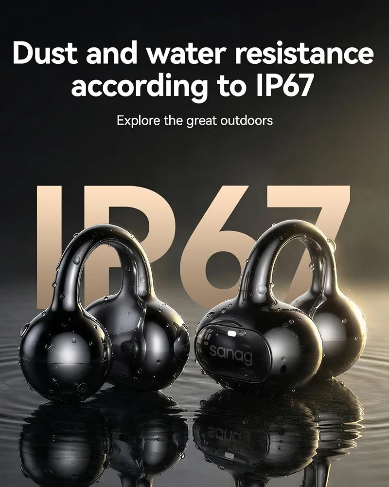 SANAGS8S Ultra Open-Ear Headphones, Clip-On Earbuds Dolby Atmos Support/AI Translation/Bluetooth 6.0, Up to 50 Hours of Playback, IP67 Waterproof, Fully Wireless, Sports, Lightweight, 